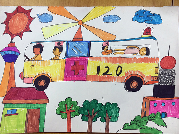 作品名称:我设计的直升救护车作品学校:龙口市润新小学指导老师:付巧